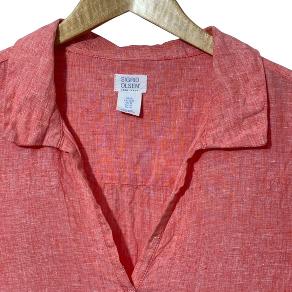 Sigrid Olsen Linen Top Womens Size Med Ties on Side - Picture 3 of 6